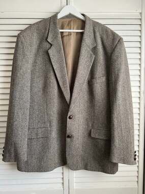 Vintage John Molloy Donegal Tweed Blazer Wool Sport Coat Herringbone 42 44